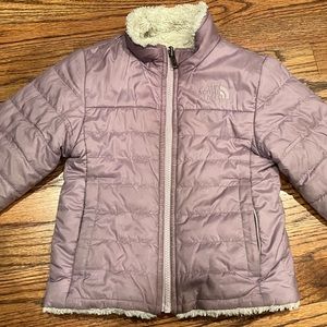 North Face purple and cream reversible coat - size 5/XXS